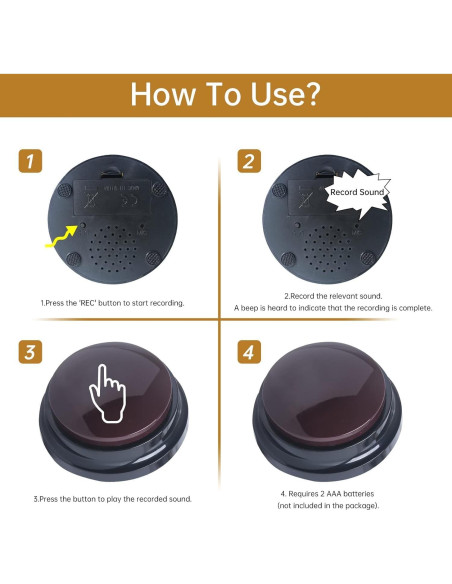 Botón de Grabación de Voz PELTEFLU 30 Segundos 4 Colores