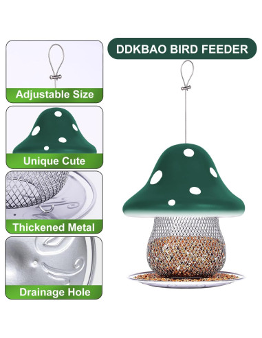 Comedero para Aves DDKBAO Hongo Verde 1.59 kg Colgante