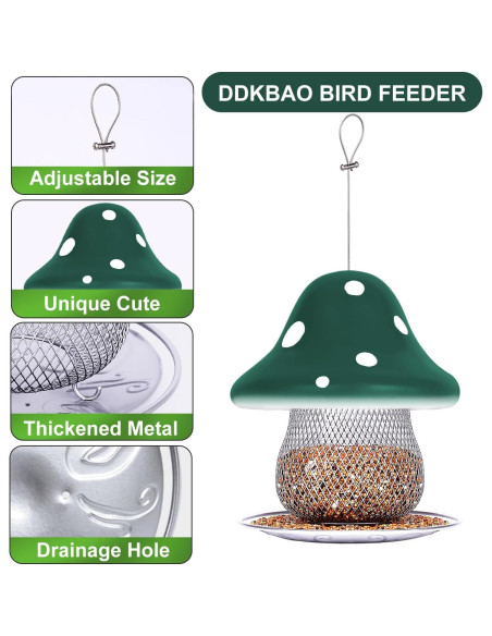Comedero para Aves DDKBAO Hongo Verde 1.59 kg Colgante