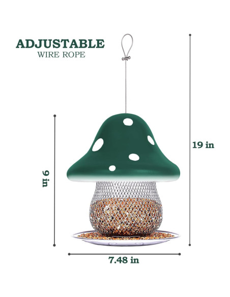 Comedero para Aves DDKBAO Hongo Verde 1.59 kg Colgante