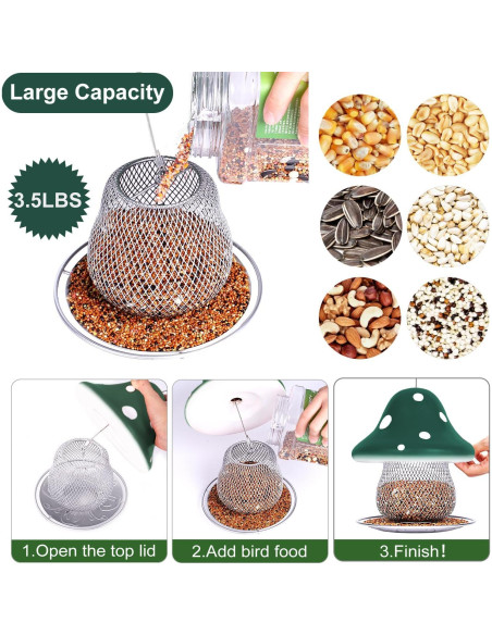 Comedero para Aves DDKBAO Hongo Verde 1.59 kg Colgante