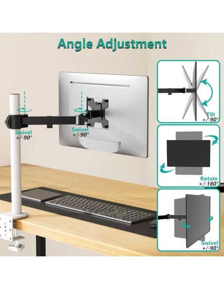 Soporte de Monitor WALI 001ARM Ajustable 27" Negro