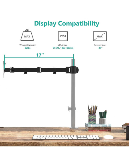 Soporte de Monitor WALI 001ARM Ajustable 27" Negro