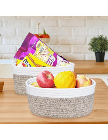 Cesta Pequeña Tejida ABenkle 30x20x13 cm para Almacenamiento