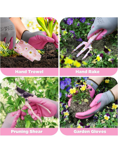Juego de Jardinería WORKPRO 5 Piezas Rosa con Bolsa