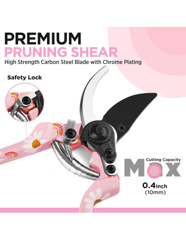 Juego de Jardinería WORKPRO 5 Piezas Rosa con Bolsa