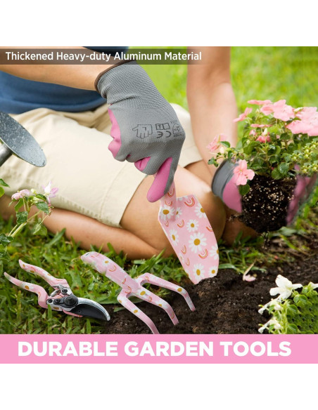 Juego de Jardinería WORKPRO 5 Piezas Rosa con Bolsa