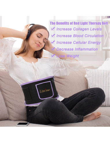 Cinturón de Terapia de Luz Roja LitePow 120LED Alivio Dolor