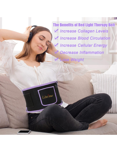 Cinturón de Terapia de Luz Roja LitePow 120LED Alivio Dolor
