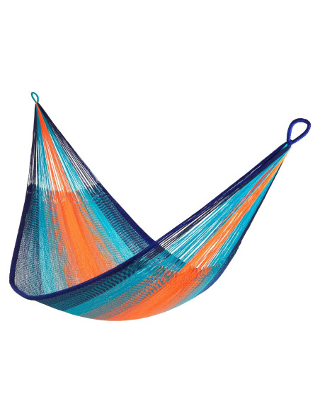 Hamaca Doble Yellow Leaf - Resistente a la Intemperie, Azul-Naranja