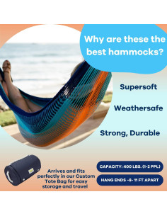 Hamaca Doble Yellow Leaf - Resistente a la Intemperie, Azul-Naranja 2