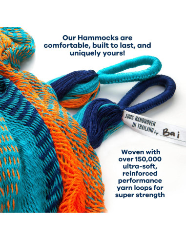 Hamaca Doble Yellow Leaf - Resistente a la Intemperie, Azul-Naranja