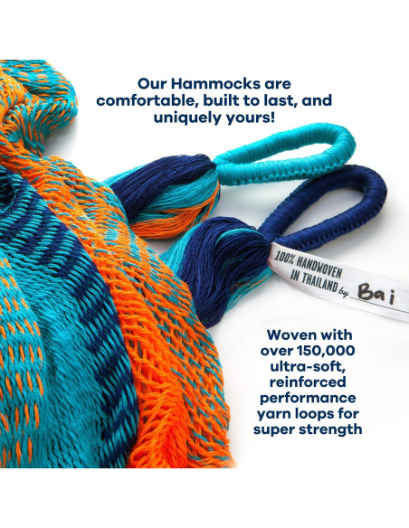 Hamaca Doble Yellow Leaf - Resistente a la Intemperie, Azul-Naranja