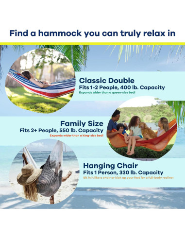 Hamaca Doble Yellow Leaf - Resistente a la Intemperie, Azul-Naranja