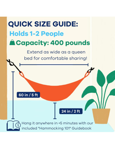 Hamaca Doble Yellow Leaf - Resistente a la Intemperie, Azul-Naranja