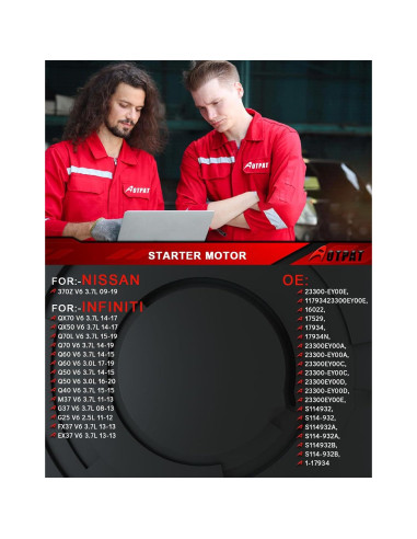 Motor de Arranque AOTPAT 12V 1.4KW para Infiniti y Nissan