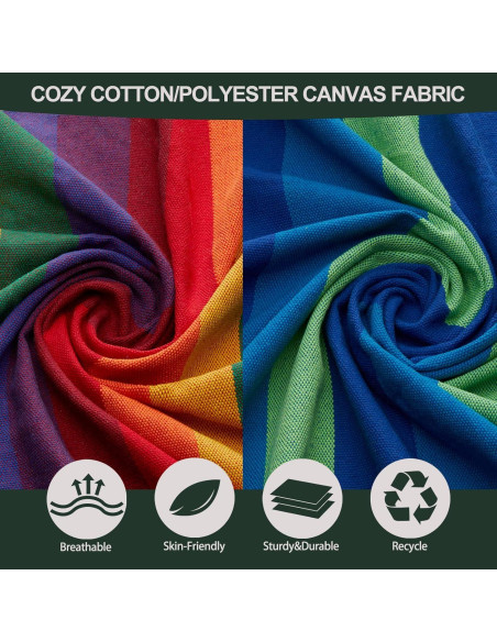 Hamaca Doble JoyView Algodón Extra Grande 220x150 cm Verde/Negra