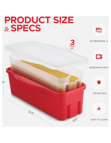 Cocinero de Pasta Tafura 2.2L con Drenaje Doble - Microondas