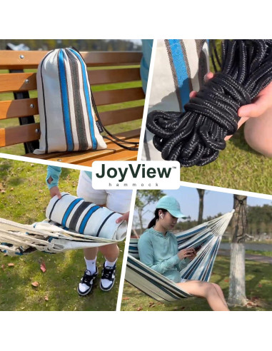Hamaca Doble JoyView Algodón Extra Grande 220x150 cm Verde/Negra