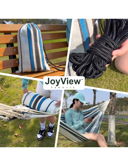 Hamaca Doble JoyView Algodón Extra Grande 220x150 cm Verde/Negra
