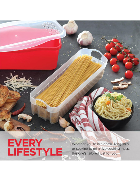 Cocinero de Pasta Tafura 2.2L con Drenaje Doble - Microondas