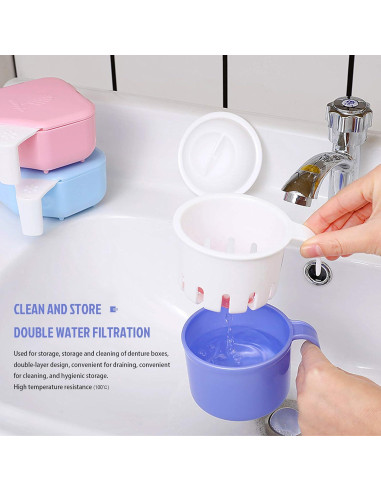 Taza Grande para Dentaduras FJNATINH 300 ml con Colador