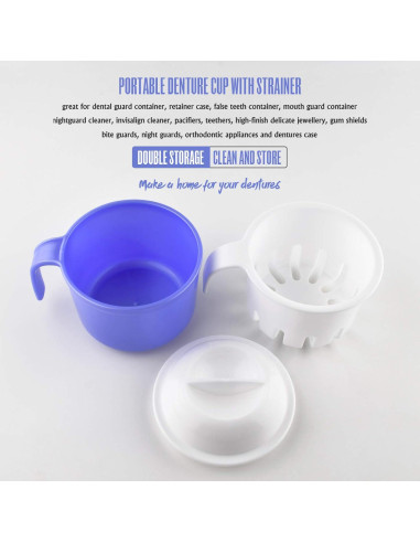 Taza Grande para Dentaduras FJNATINH 300 ml con Colador
