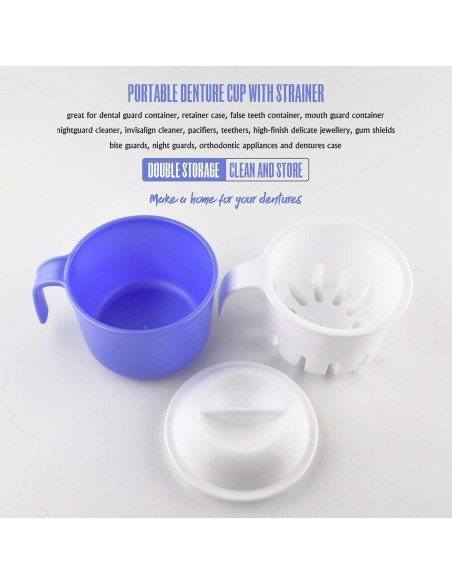 Taza Grande para Dentaduras FJNATINH 300 ml con Colador
