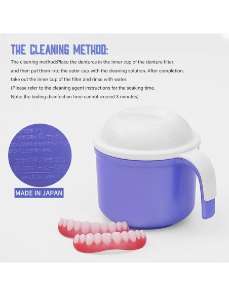 Taza Grande para Dentaduras FJNATINH 300 ml con Colador