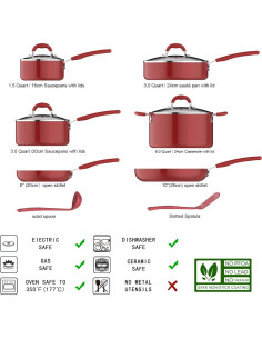 Juego de utensilios de cocina Amazon Basics 12 piezas rojo 2