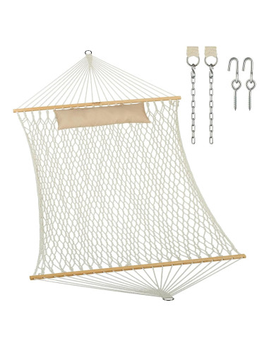 Hamaca Doble JoyView - Algodón Tejido a Mano con Almohada