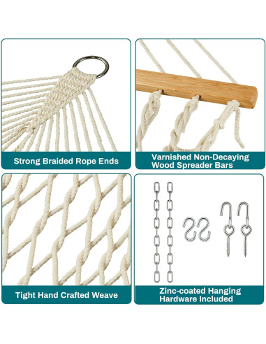 Hamaca Doble JoyView - Algodón Tejido a Mano con Almohada