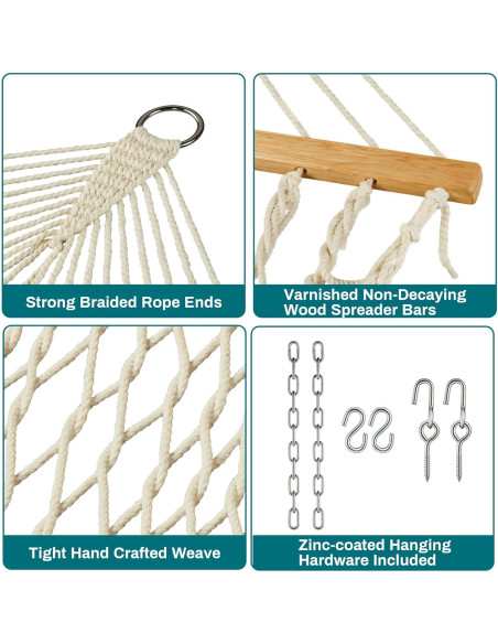 Hamaca Doble JoyView - Algodón Tejido a Mano con Almohada