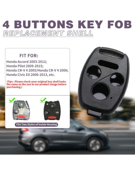 Funda de Llave Honda 4 Botones JJC87HNK02 ABS 6.4x3.5cm