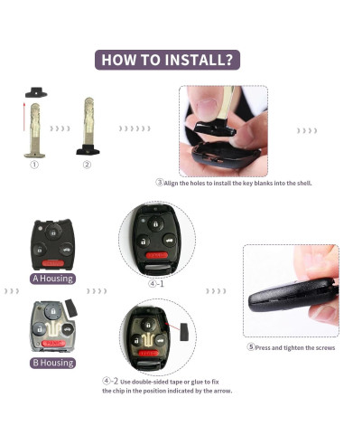 Funda de Llave Honda 4 Botones JJC87HNK02 ABS 6.4x3.5cm