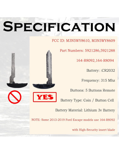 Llavero inteligente Ford Explorer Edge 2011-2019 M3N5WY8609