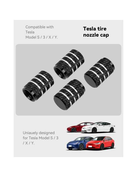 Tapas de Neumáticos VIHIMAI 4PCS para Modelos S 3 X Y Negro