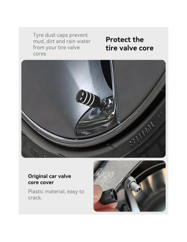 Tapas de Neumáticos VIHIMAI 4PCS para Modelos S 3 X Y Negro