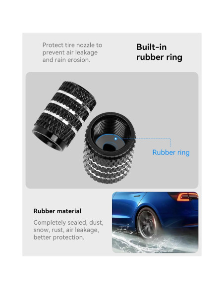 Tapas de Neumáticos VIHIMAI 4PCS para Modelos S 3 X Y Negro