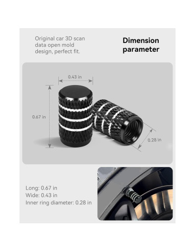 Tapas de Neumáticos VIHIMAI 4PCS para Modelos S 3 X Y Negro