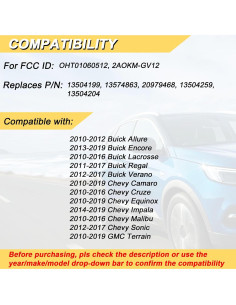 Llavero Reemplazo Buick y Chevy 2 Piezas 2010-2019 2