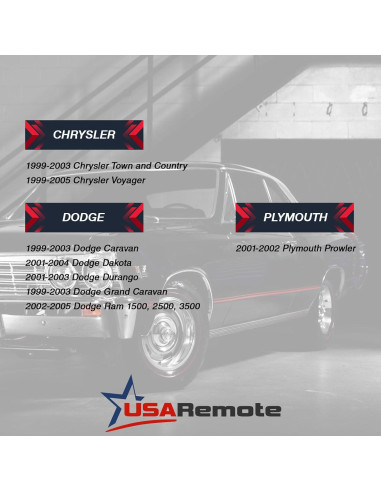 Control Remoto USARemote Rojo 3 Botones para Chrysler Dodge