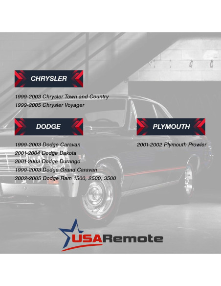 Control Remoto USARemote Rojo 3 Botones para Chrysler Dodge