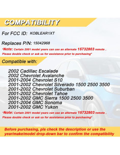 Control Remoto Llavero Vurkcy 2 Pcs para Chevy y GMC 2