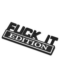 Emblema 3D Automóvil DWARFOO Edición Fuck IT Negro Blanco