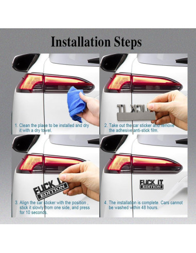 Emblema 3D Automóvil DWARFOO Edición Fuck IT Negro Blanco