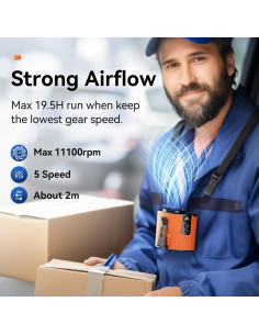 Ventilador Portátil Doublepow K20 Naranja 11000RPM 5 Velocidades 2