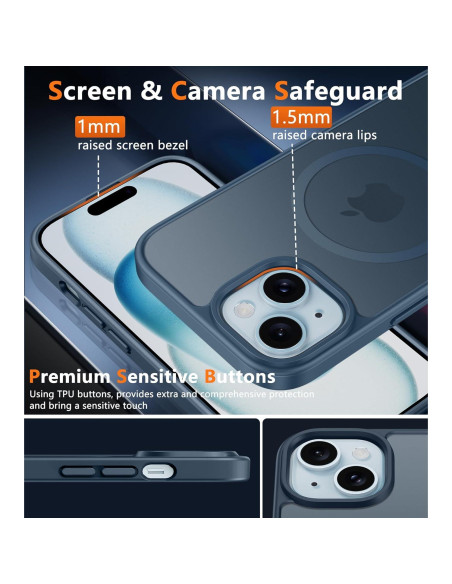 Funda FNTCASE para iPhone 15/14 Magnética Azul Delgada Funda FNTCASE para iPhone 15/14 Magnética Azul Delgada