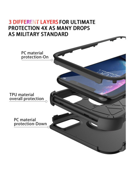 Funda Diverbox para iPhone XR 3 en 1 A prueba de golpes Funda Diverbox para iPhone XR 3 en 1 A prueba de golpes