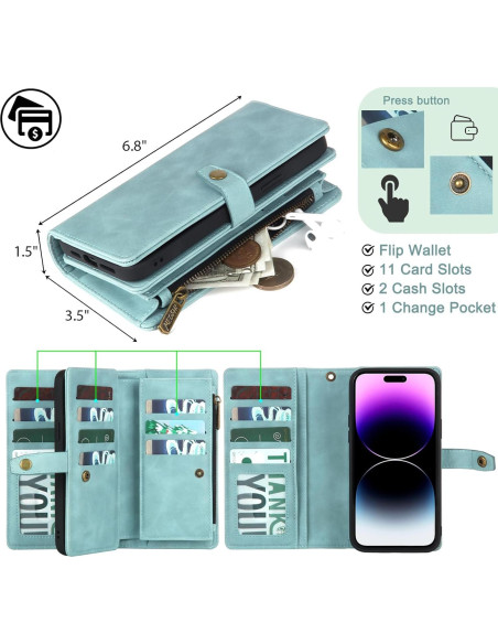 Funda Cartera TwoHead iPhone 15 Pro Magnética Azul